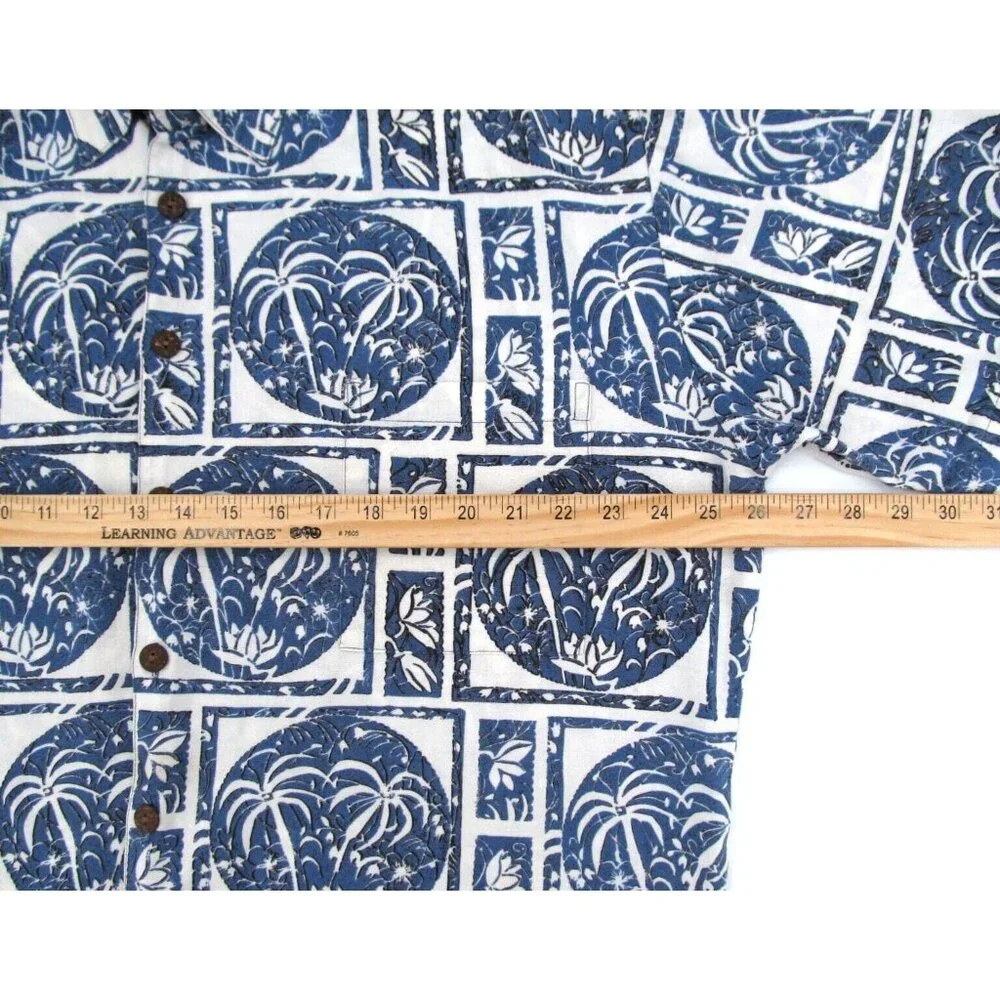 Vtg 90s Avi Kahala Hawaiian Shirt Mens Large Button Up Handcrafted Rayon Linen - Picture 10 of 13